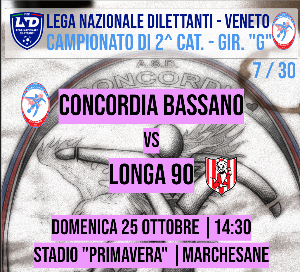 Campionato Calcio 2^ Categoria Gir. "G" - Concordia Bassano - Longa 90